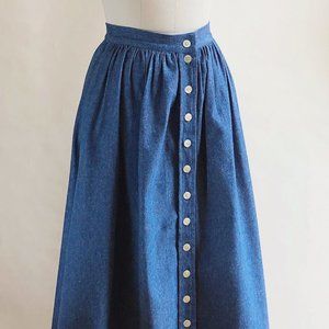 Vintage handmade denim button-up midi skirt